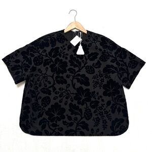 R&D.M.Co Old Man’s Tailor Japan Floral Flocked Pull Over Shirt Top Blouse OS